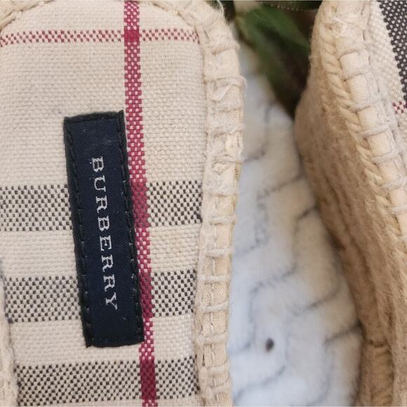 BURBERRY NOVACHECK PLAID CANVAS JUTE ESPADRILLES SIZE 37 6.5/7 - Picture 9 of 10